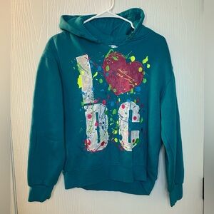 I ❤️ Washington DC long‎ sleeve teal colorful hoodie women’s small